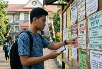 Ilustrasi Mahasiswa Sedang Mencari Info Kos (Foto: Ai.)