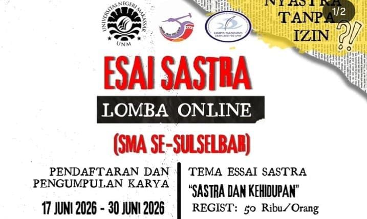 Poster Lomba Esai Sastra HMPSS Sasindo, (Foto: Ist.)
