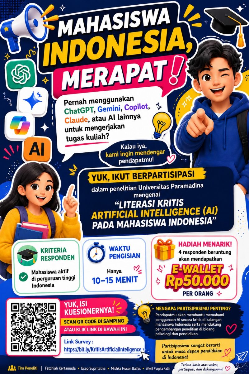 Flyer survei literasi AI untuk mahasiswa Indonesia. (Foto: Ist.)