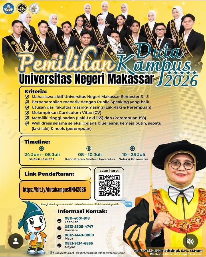 Pamflet Pemilihan Duta Kampus UNM 2026 (Foto: Int.)