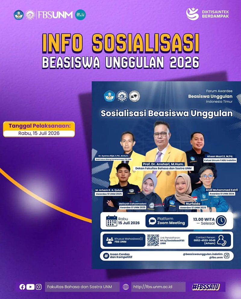 Pamflet Sosialisasi Beasiswa Unggulan 2026, (Foto: Ist.)