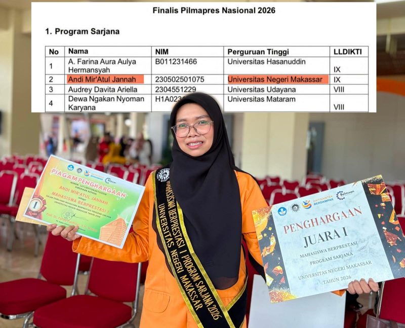 Potret Andi Mir'Atul Jannah, Finalis Pilmapres Nasional 2026, (Foto: Ist.)