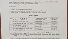 Berita acara rapat pimpinan FIP UNM terkait penetapan anggota Senat PAW dari unsur PGPAUD, (Foto: Dok. Profesi)