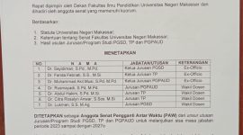 Berita acara rapat pimpinan FIP UNM terkait penetapan anggota Senat PAW dari unsur PGPAUD, (Foto: Dok. Profesi)