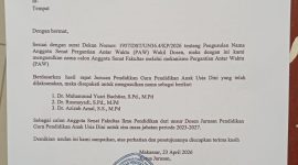 Surat Usulan Tiga Nama Calon Anggota Senat PAW dari Jurusan PGPAUD Kepada Dekan FIP UNM, (Foto: Dok. Profesi)