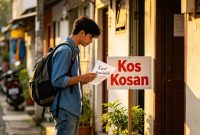 Ilustrasi mahasiswa yang sedang mencari kos, (Foto: AI.)