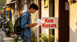 Ilustrasi mahasiswa yang sedang mencari kos, (Foto: AI.)