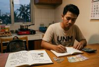Ilustrasi Mahasiswa Sedang Mengelola Keuangan, (Foto : Ai.)
