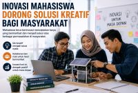 Ilustrasi Mahasiswa Berdiskusi dan Mengembangkan Inovasi sebagai Upaya Menciptakan Solusi Kreatif yang Bermanfaat bagi Masyarakat, (Foto: Ai.)