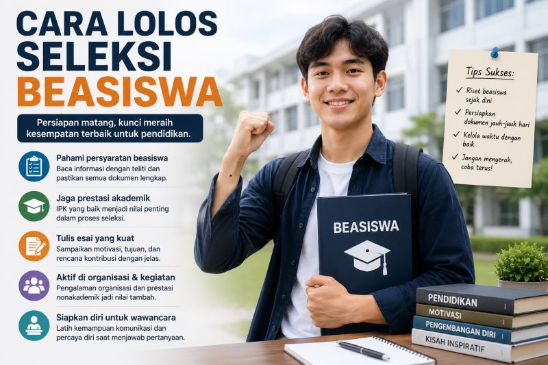Pamflet Cara Lolos Seleksi Beasiswa, (Foto: Ai.)