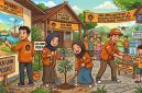 Ilustrasi Mahasiswa KKN UNM, (Foto: Ai.)
