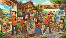 Ilustrasi Mahasiswa KKN UNM, (Foto: Ai.)