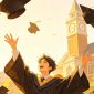 Ilustrasi mahasiswa sedang melempar topi toga, (Foto: AI.)