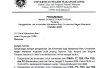Surat Edaran Pengumuman Pengambilan Jas Almamater Mahasiswa Baru Angkatan 2026, (Foto: Int)