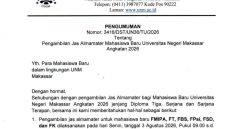 Surat Edaran Pengumuman Pengambilan Jas Almamater Mahasiswa Baru Angkatan 2026, (Foto: Int)