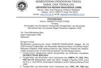 Surat Edaran Pembatalan dan Perubahan Persyaratan Pengambilan Jas Almamater Mahasiswa Baru UNM 2026, (Foto: Int.)