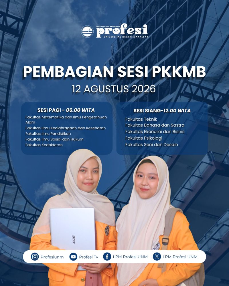 Grafis Pembagian Sesi PKKMB UNM 2026, (Foto: Dok. Profesi)